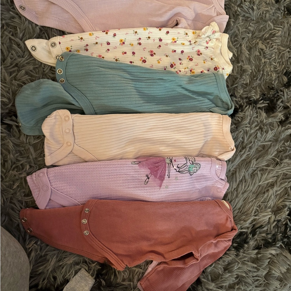 Mixed Pastel Ribbed Baby Onesie Set - 9 Pack